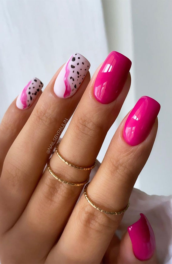 The Prettiest Summer Nail Designs We’ve Saved : Pink Dragon Fruit Inspired Nail Art