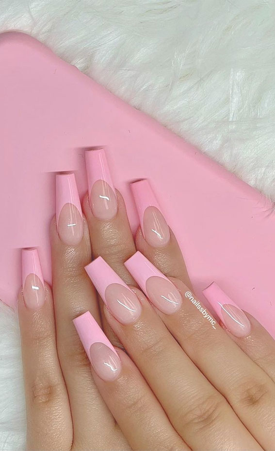 The Prettiest Summer Nail Designs We’ve Saved : Baby Pink Coffin French Nail Tips