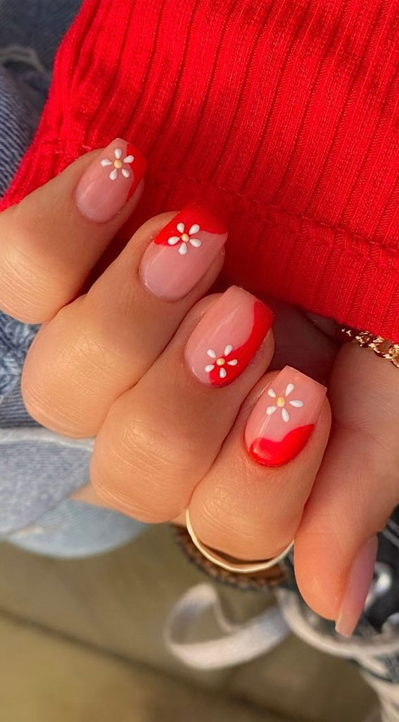 flower nails, short nails, cute summer nails, summer nail designs, summer nails, nail art designs, nail designs 2021, summer nails 2021 #nailart #naildesigns