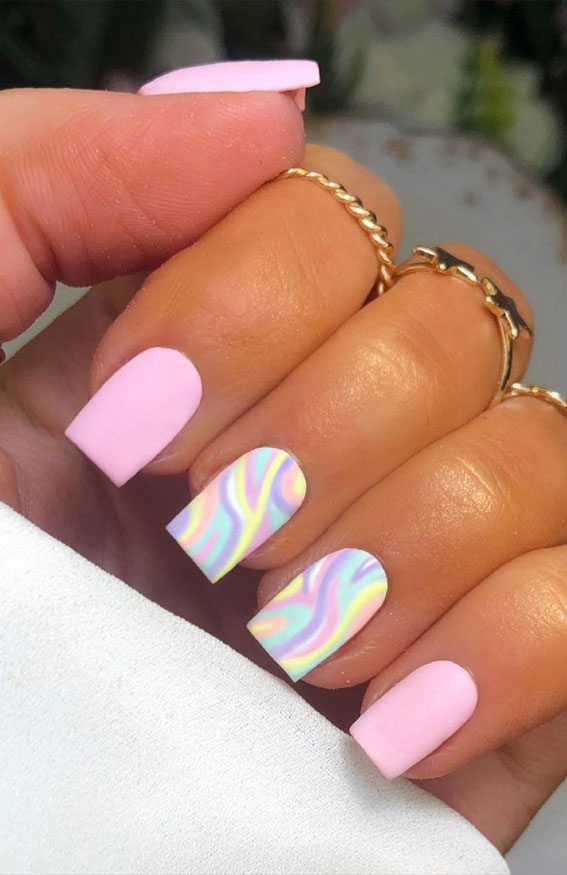 The Prettiest Summer Nail Designs We’ve Saved : Swirl unicorn colour nails