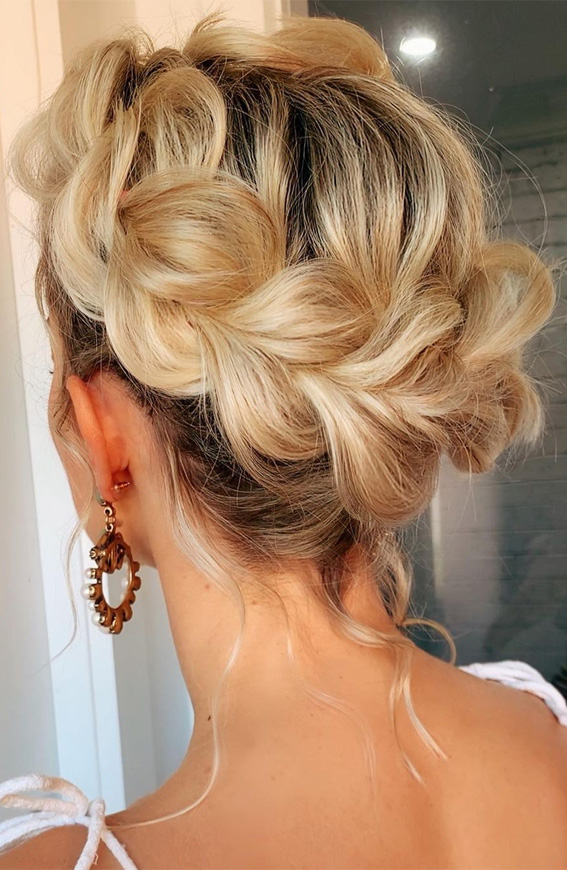 crown braid updo, crown pull through braid, updo hairstyles, updo hairstyles 2021, easy updos, textured #updos , updos for wedding, prom hairstyles, prom hairstyles updo, hairstyles updo, updo hairstyles for weddings