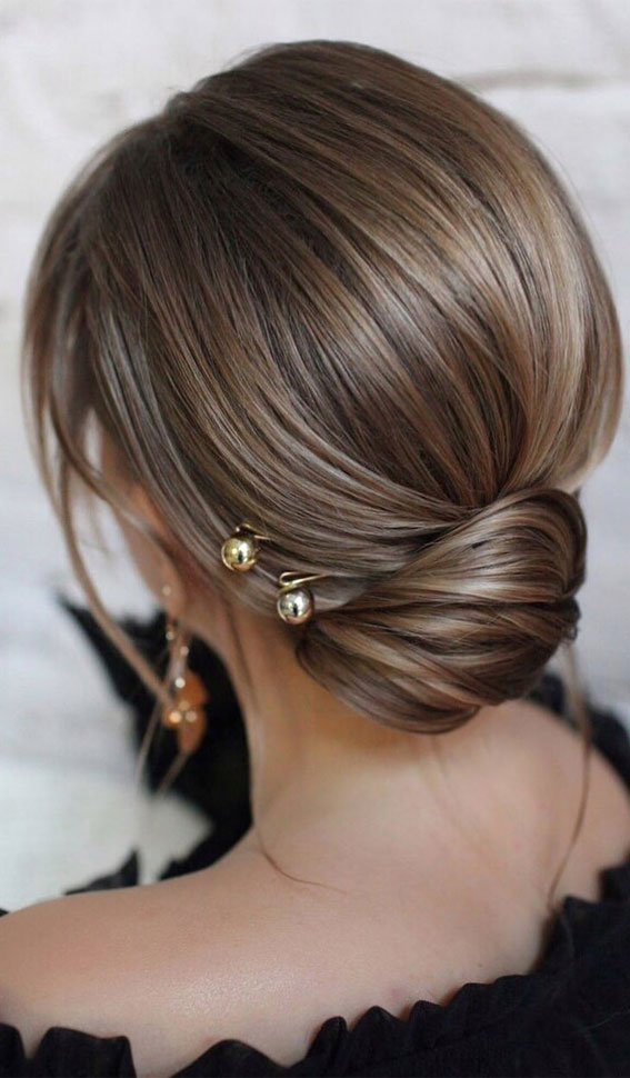 75 Trendiest Updo Hairstyles 2021 : Classy formal updo for shoulder length