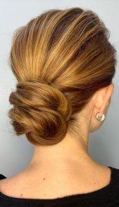 Sophisticated updos for any occasion – Trendy Low Bun Showcases bronde