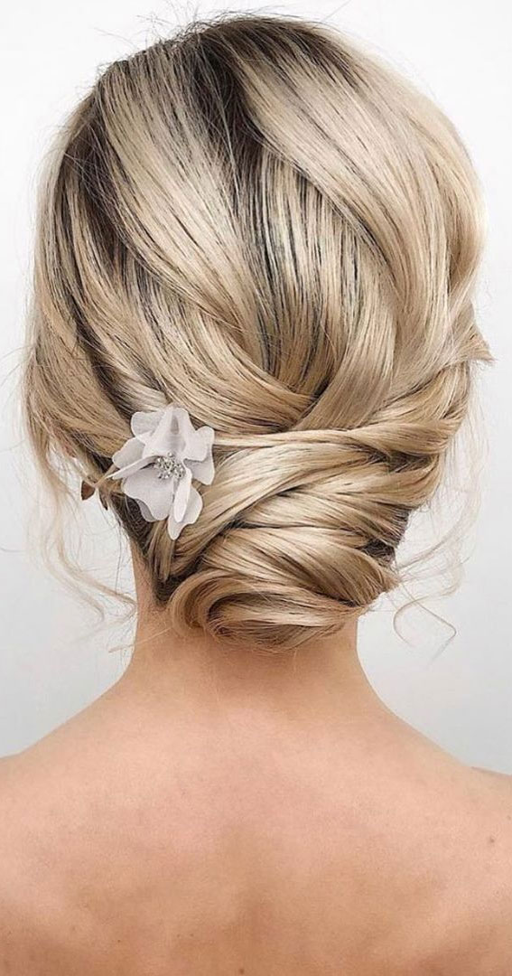 75 Trendiest Updo Hairstyles 2021 : Twisted Updo Hairstyle for Medium Hair