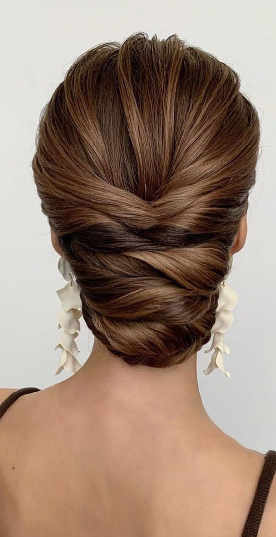 sleek bridal hair, low bun, updo hairstyles, updo hairstyles 2021, easy updos, textured #updos , updos for wedding, prom hairstyles, prom hairstyles updo, hairstyles updo, updo hairstyles for weddings