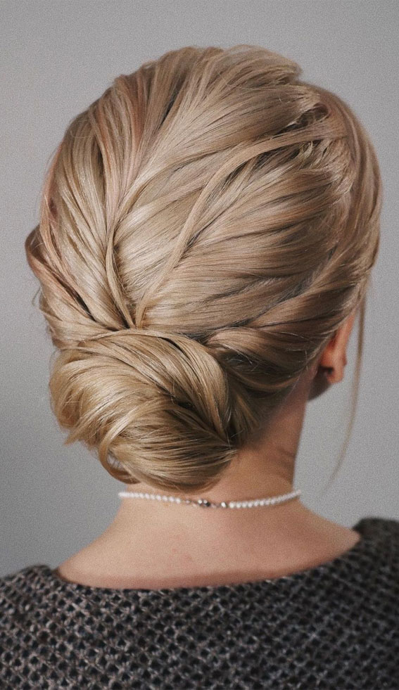 chic updo, trendy upstyle, sleek bridal hair, low bun, updo hairstyles, updo hairstyles 2021, easy updos, textured #updos , updos for wedding, prom hairstyles, prom hairstyles updo, hairstyles updo, updo hairstyles for weddings