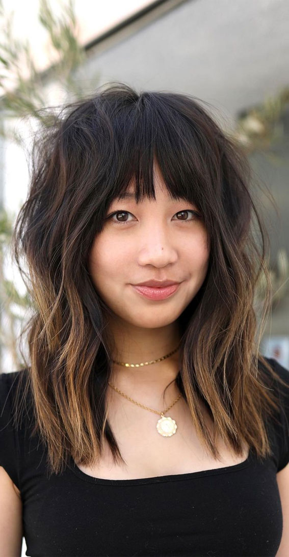 Cute Haircuts & Hairstyles with Bangs –  Ombre Hair Color & Textured Haircut