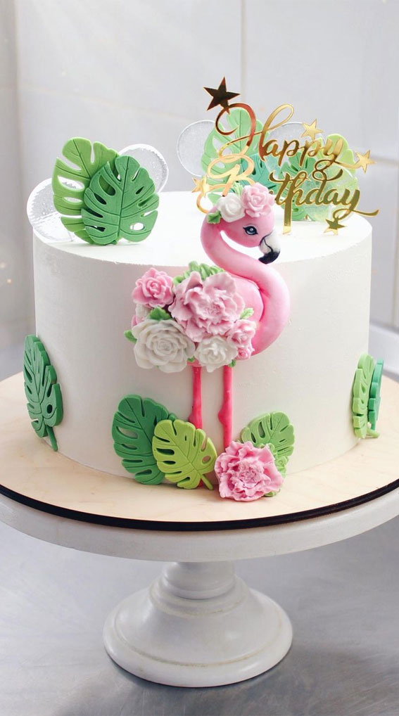 tropical themed birthday cake,  birthday cake, birthday cake decorating ideas, colorful birthday cake , girl birthday cake #birthday #bluecake #cake #birthdaycake