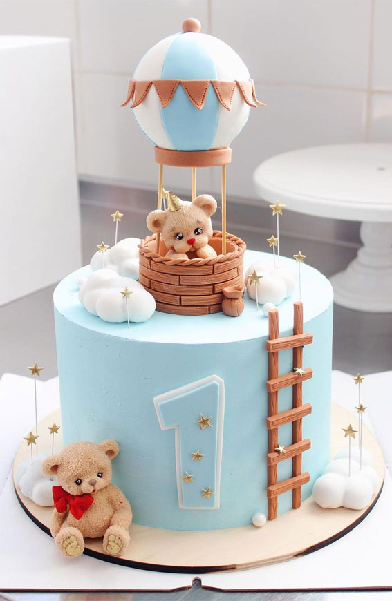 37 Best kids Birthday Cake Ideas : Dreamy baby blue cake for 1st ...