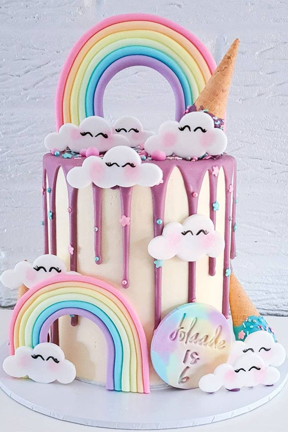 rainbow birthday cake, icing drip cake, birthday cake decorating ideas, colorful birthday cake , 6th birthday cake ideas #birthday #bluecake #cake #birthdaycake