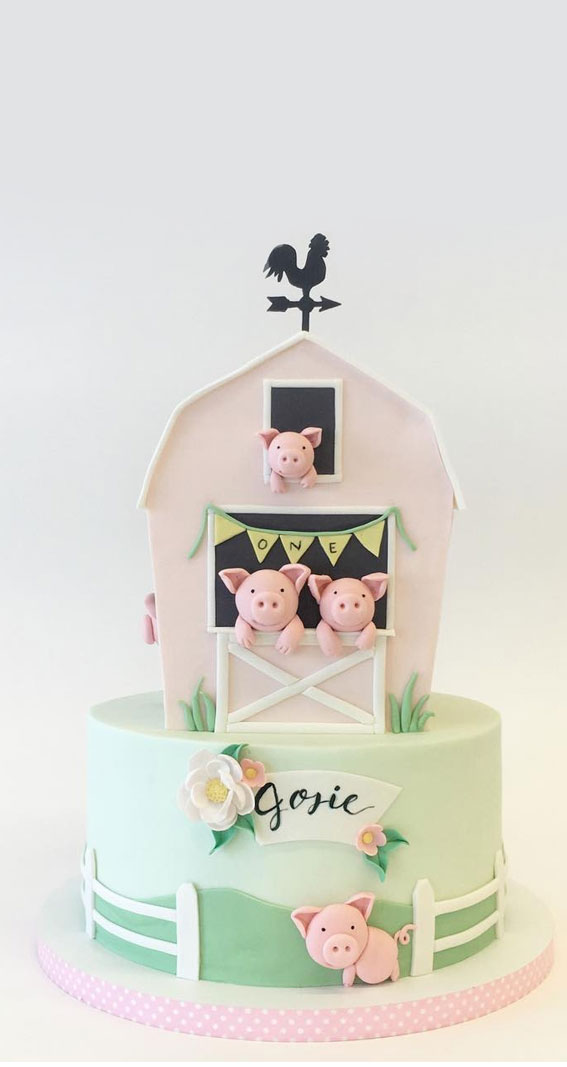 Pretty Cake Designs for Any Celebration : little piggy first birthday cake