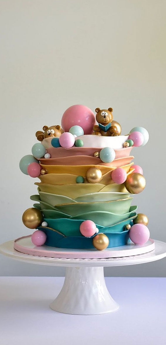 ruffle cake, colourful cake, ruffle cake ideas, ombre ruffle cake #birthdaycake #ombrecake