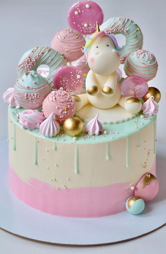 Pretty Cake Designs for Any Celebration : Vanilla and pink cake with mint icing drips