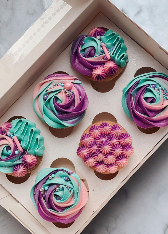 Cupcake Ideas Almost Too Cute to Eat : Unicorn-Coloured Cupcakes