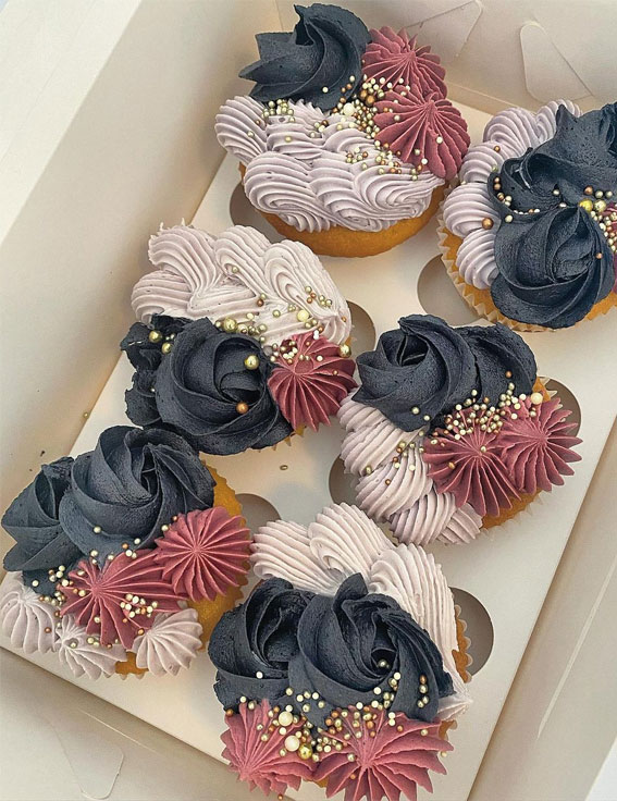 Cupcake Ideas Almost Too Cute to Eat : Cinnamon Rose, Lavender and Blueberry Cupcakes