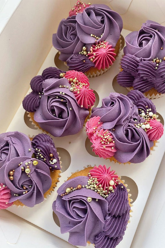 Cupcake Ideas Almost Too Cute to Eat : Magenta and Purple Cupcakes