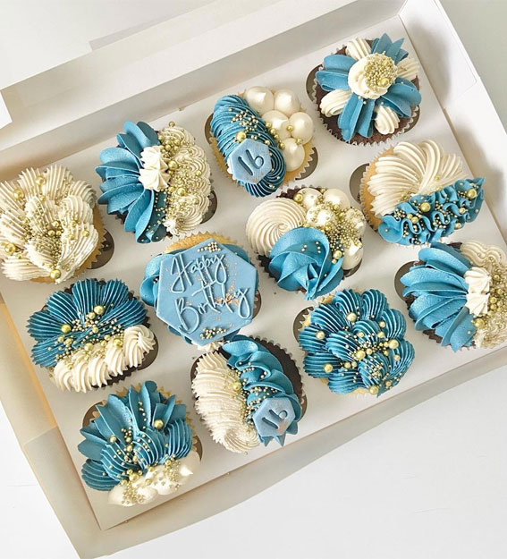 Cupcake Ideas Almost Too Cute To Eat Blue And White Cupcakes For Sweet 16th Birthday