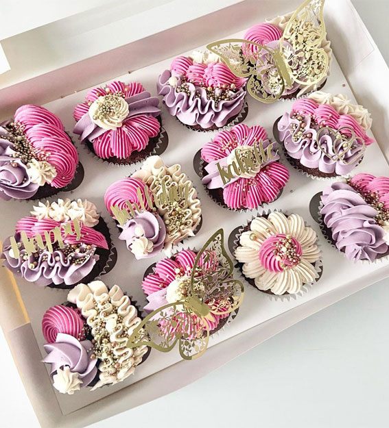 Cupcake Ideas Almost Too Cute to Eat : Hot Pink and Lavender Cupcakes