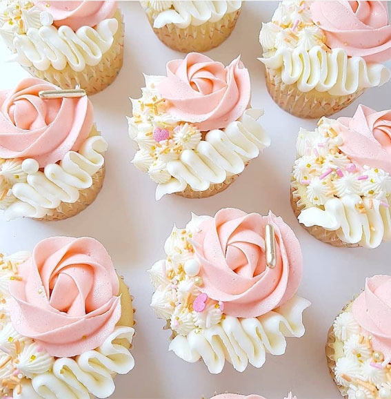 Cupcake Ideas Almost Too Cute to Eat : Soft Pink and White Buttercream Cupcakes