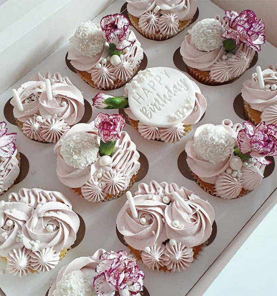 Cupcake Ideas Almost Too Cute to Eat : Delicate muted mauve cupcakes