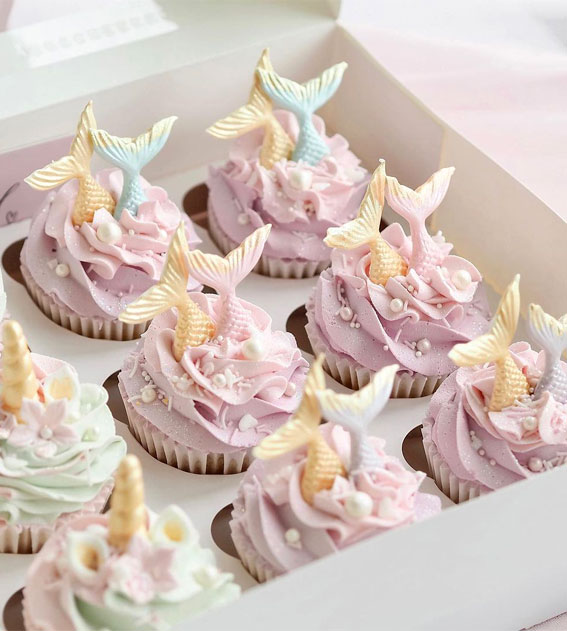 Cupcake Ideas Almost Too Cute to Eat : Pastel Mermaid Cupcakes