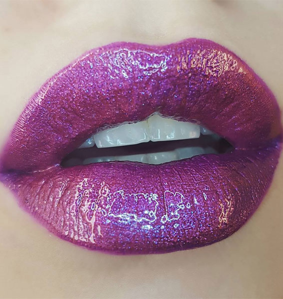 Perfect Lip Makeup Ideas : Nebula Purple Glossy Lips