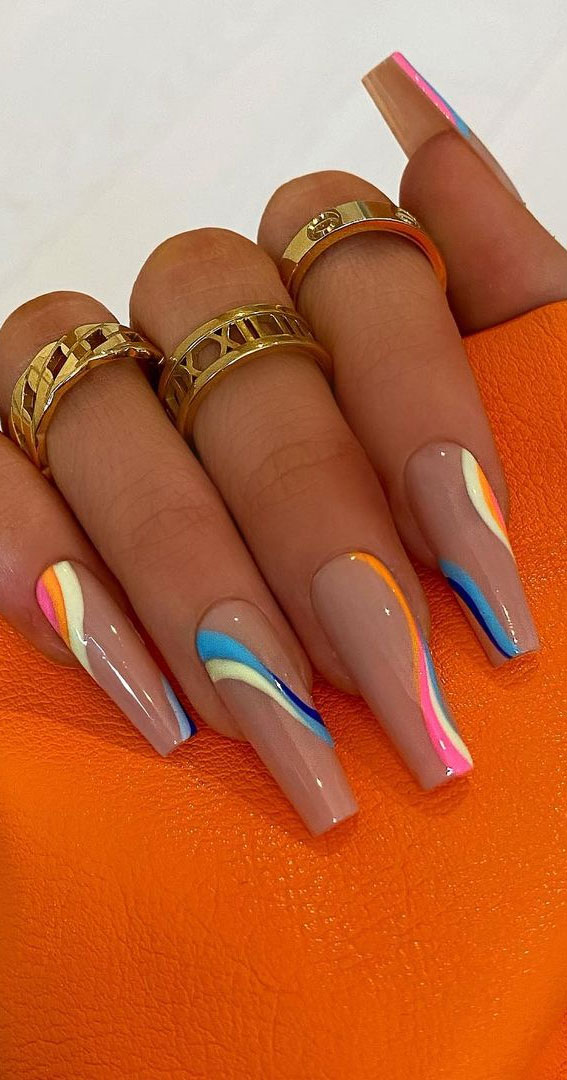 Best Summer Nails 2021 To Rock Your Look : Summer Swirlz Nude Nails