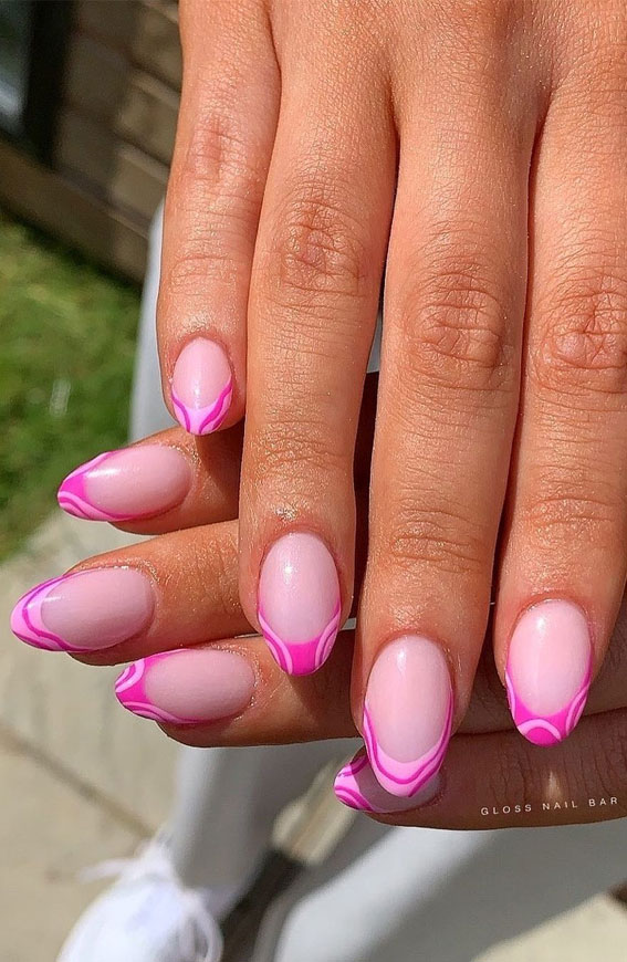 Best Summer Nails 2021 To Rock Your Look : Pink Wave French Tips
