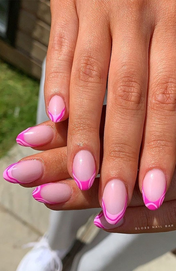 45+ Cute Summer Nails 2021 : Pink Fruity & LV Nails