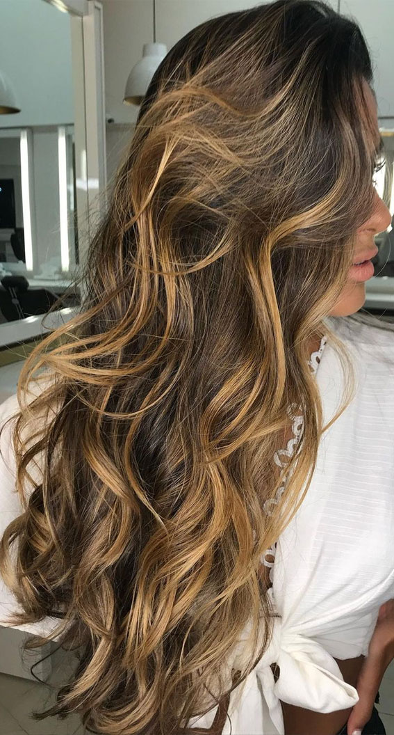 Best Brown Hair Colour Ideas with Highlights and Lowlights : brown hair  with cream hazelnut and honey