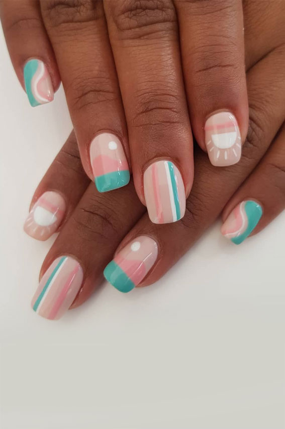 mexican style nails, mexican nails designs, mexican style nails designs, mexican nails,mexican style acrylic nails,  mexican themed acrylic nails, mexican nails 2021, pastel summer nails, summer nails, abstract nail art designs