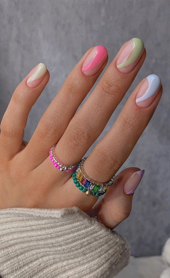 32 Hottest & Cute Summer Nail Designs : Pretty pastel swirl nails