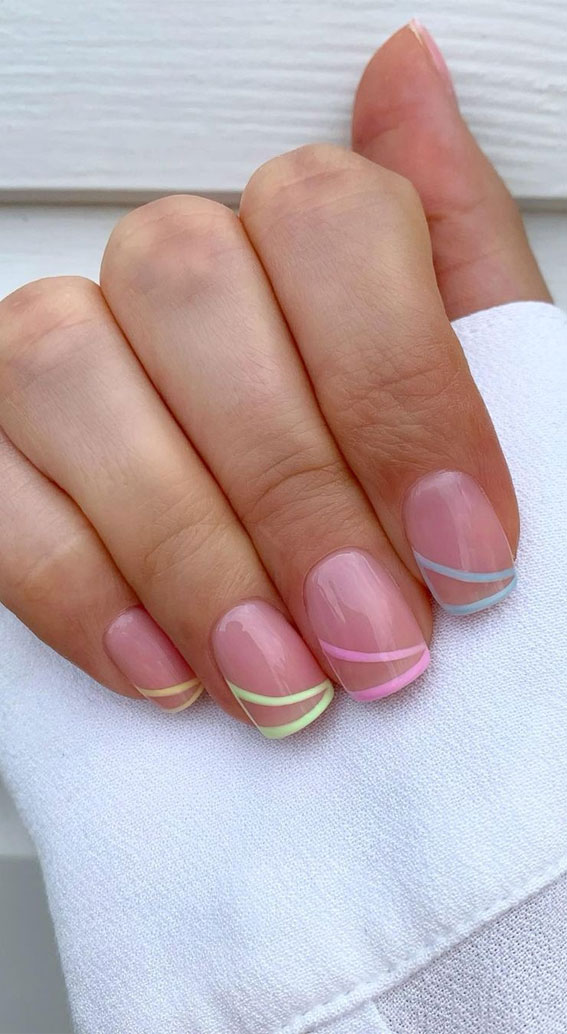 32 Hottest & Cute Summer Nail Designs : Funky pastel tips