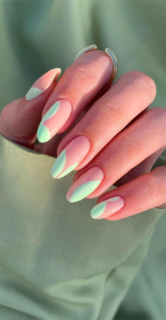 32 Hottest & Cute Summer Nail Designs : Pretty Soft Green Nails