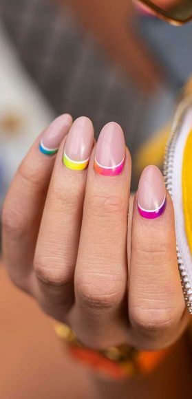 59 Summer Nail Colours and Design Inspo for 2021 : Rainbow Ruffian Manicure