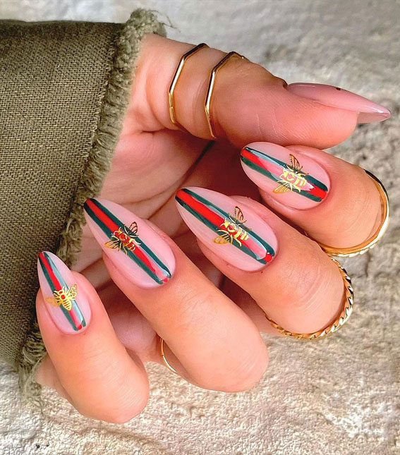 59 Summer Nail Colours and Design Inspo for 2021 : Gucci Nails