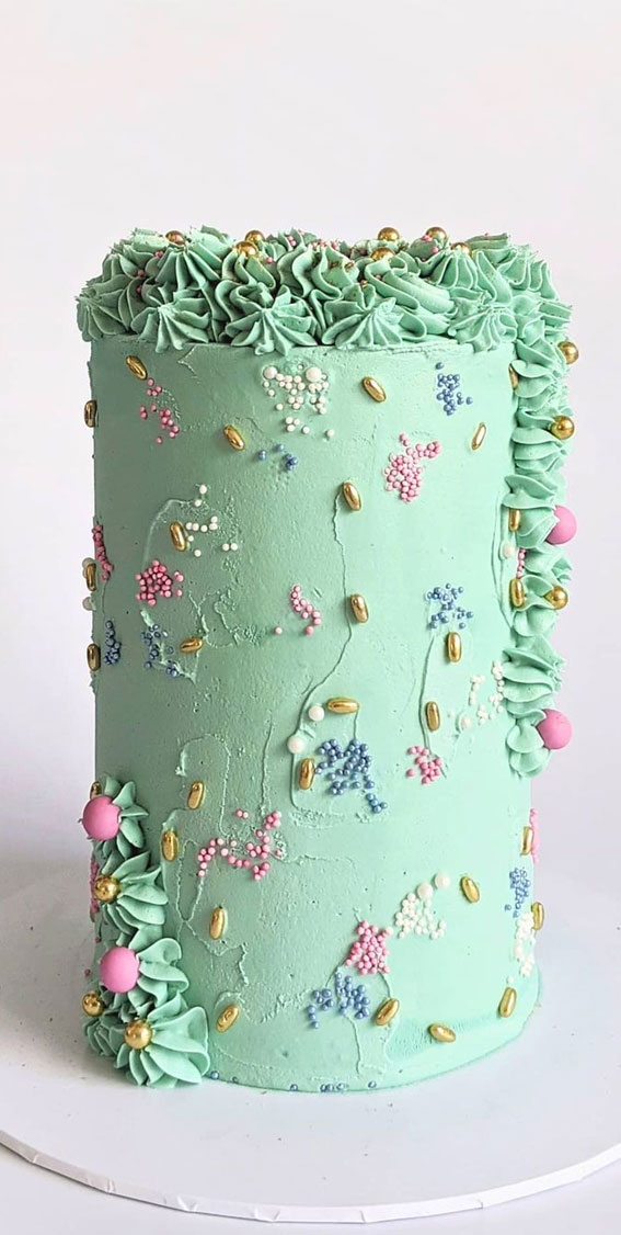 mint buttercream cake, birthday cake, cute cake designs, cute buttercream cake, beautiful cake design, buttercream cake ideas