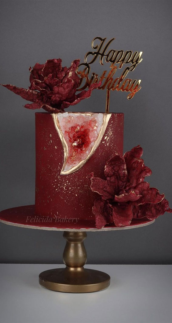 geode cake, red cake, red geode cake, new cake trends, beautiful birthday cake design