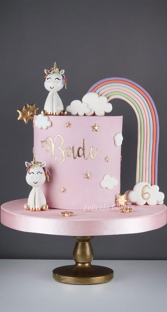 38+ Beautiful Cake Designs To Swoon : Pink Cake with Rainbow
