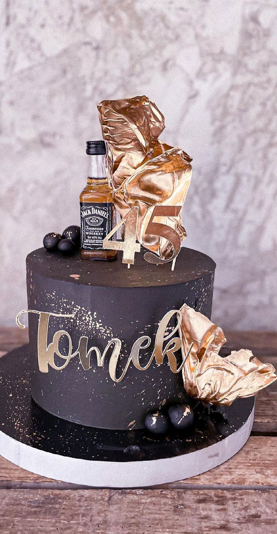 38+ Beautiful Cake Designs To Swoon : Black Cake for 45th Birthday