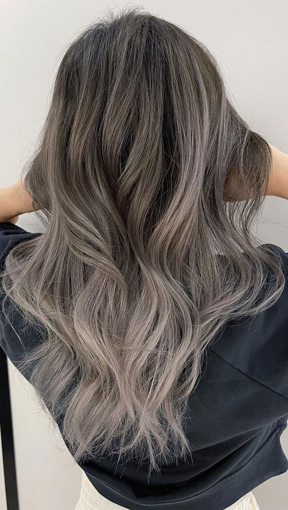25 Trendy Grey & Silver Hair Colour Ideas for 2021 : Silver smoke balayage