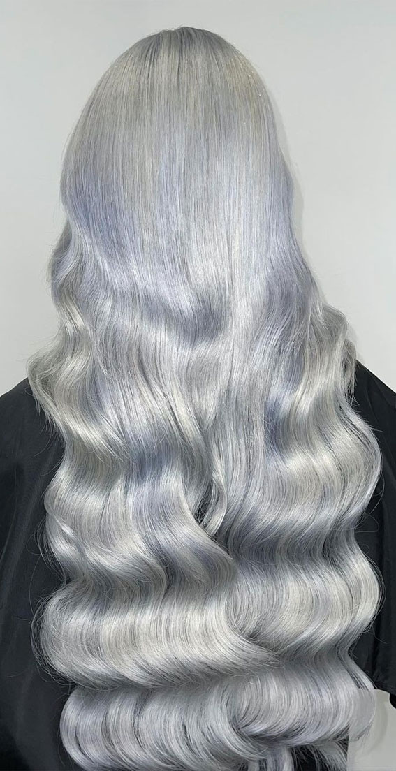 25 Trendy Grey & Silver Hair Colour Ideas for 2021 : Bleached Roots Silver mix toner