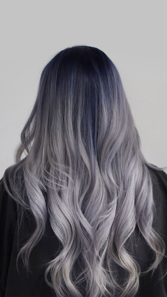 25 Trendy Grey & Silver Hair Colour Ideas for 2021 : Silver Hair with Dark  Shadow