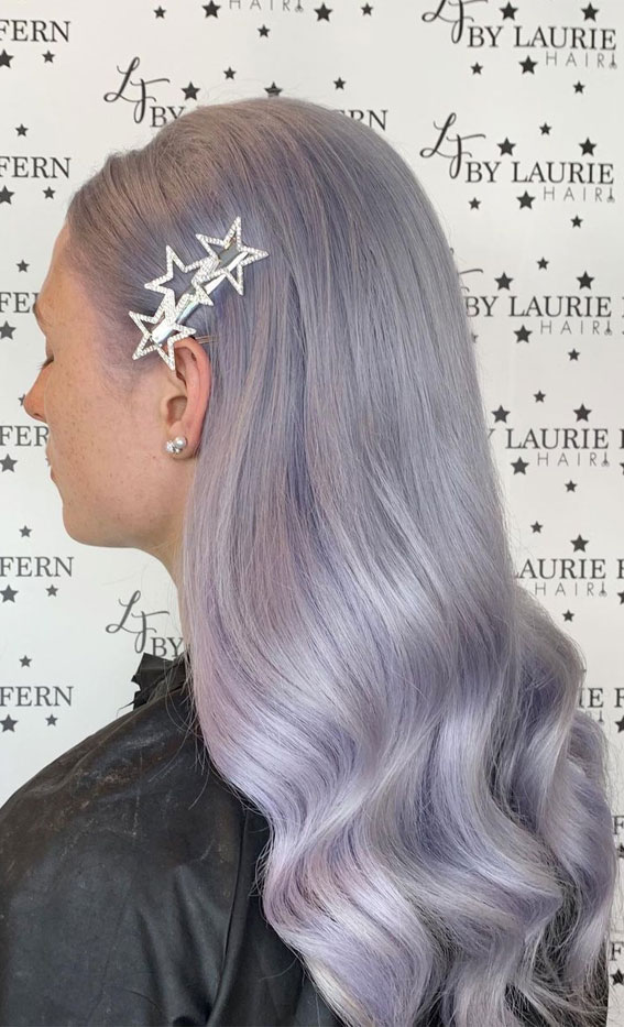 25 Trendy Grey & Silver Hair Colour Ideas for 2021 : Silver Grey with Loose Wanded Waves