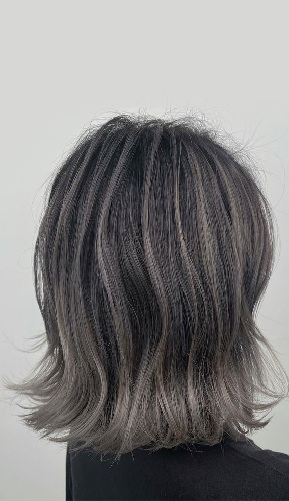 25 Trendy Grey & Silver Hair Colour Ideas for 2021 : Cute Silver Highlights