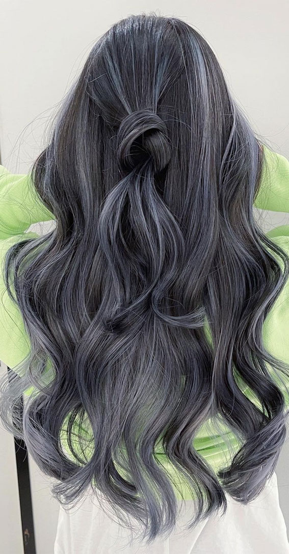 25 Trendy Grey & Silver Hair Colour Ideas for 2021 : Dark Smoke Silver Hair Colour