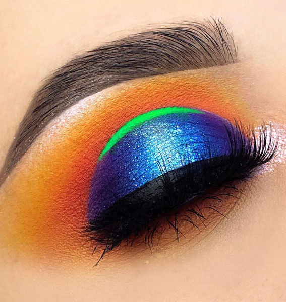 20 Cool makeup looks and Ideas for 2021 : Royal Blue & Sunset Makeup looks
