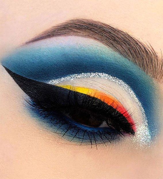 20 Cool makeup looks and Ideas for 2021 : Blue, Orange & Silver Makeup looks