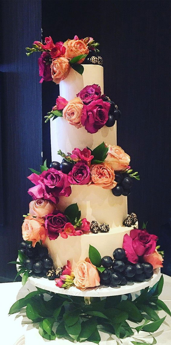 25 Best Simple Wedding Cakes 2021 : Four-Tiered Wedding Cake