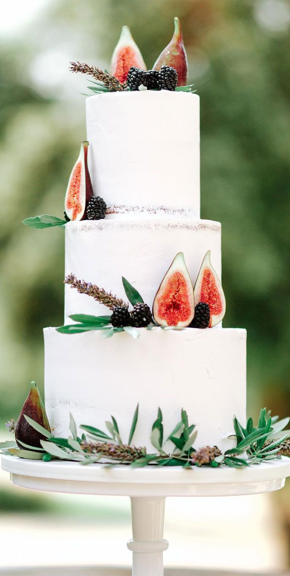25 Best Simple Wedding Cakes 2021 : Figs and olive leaves